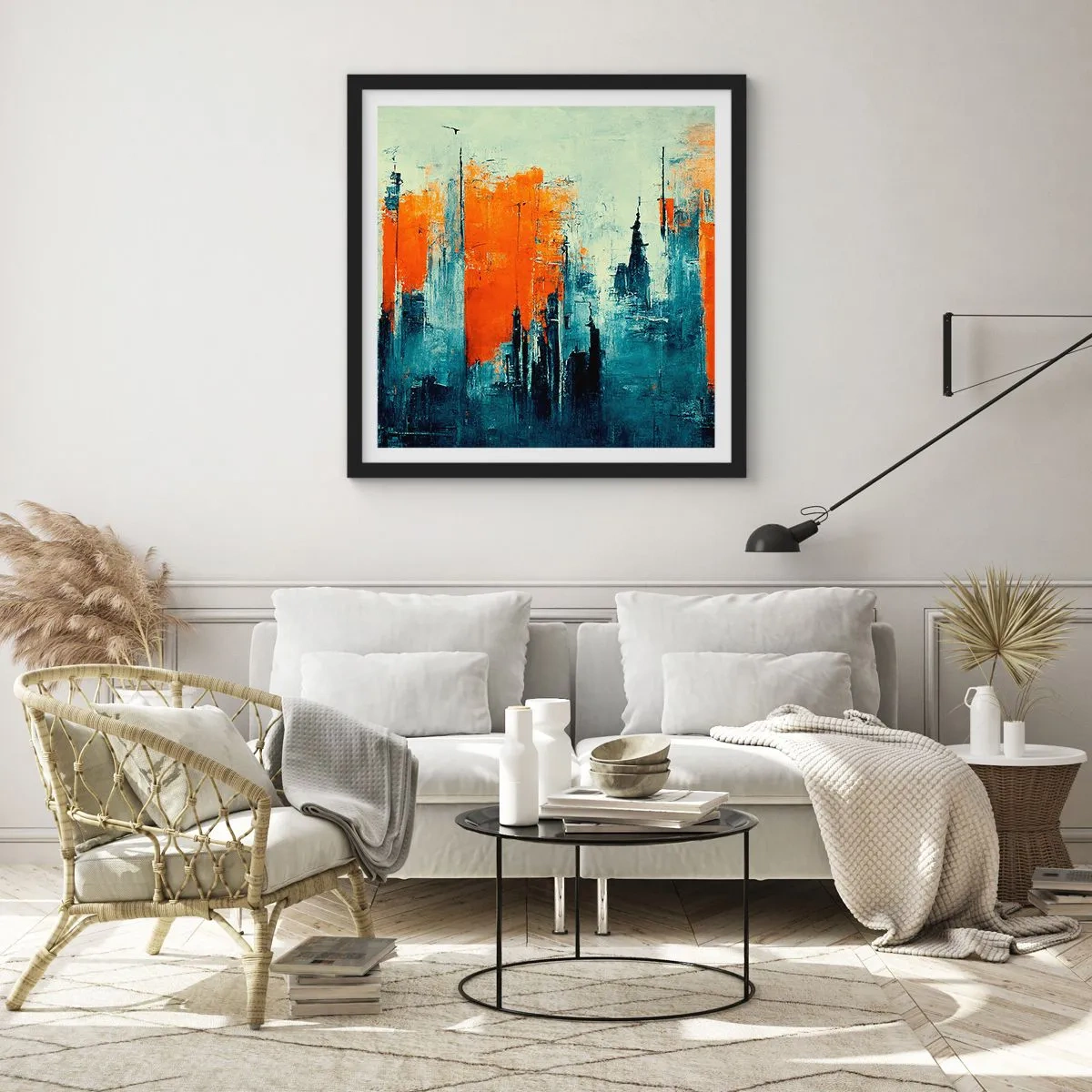 Poster in black frame - Modern Landscape - 40x40 cm