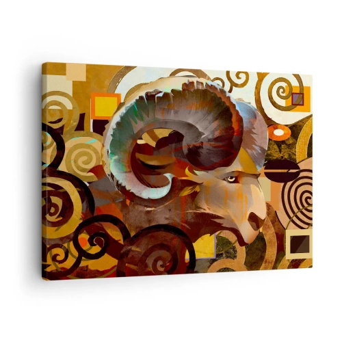 Canvas picture - A symbolic ram in an abstract composition - 70x50cm - Magic - Religions - Rituals - Modern wall decoration for the living room and bedroom ARTTOR