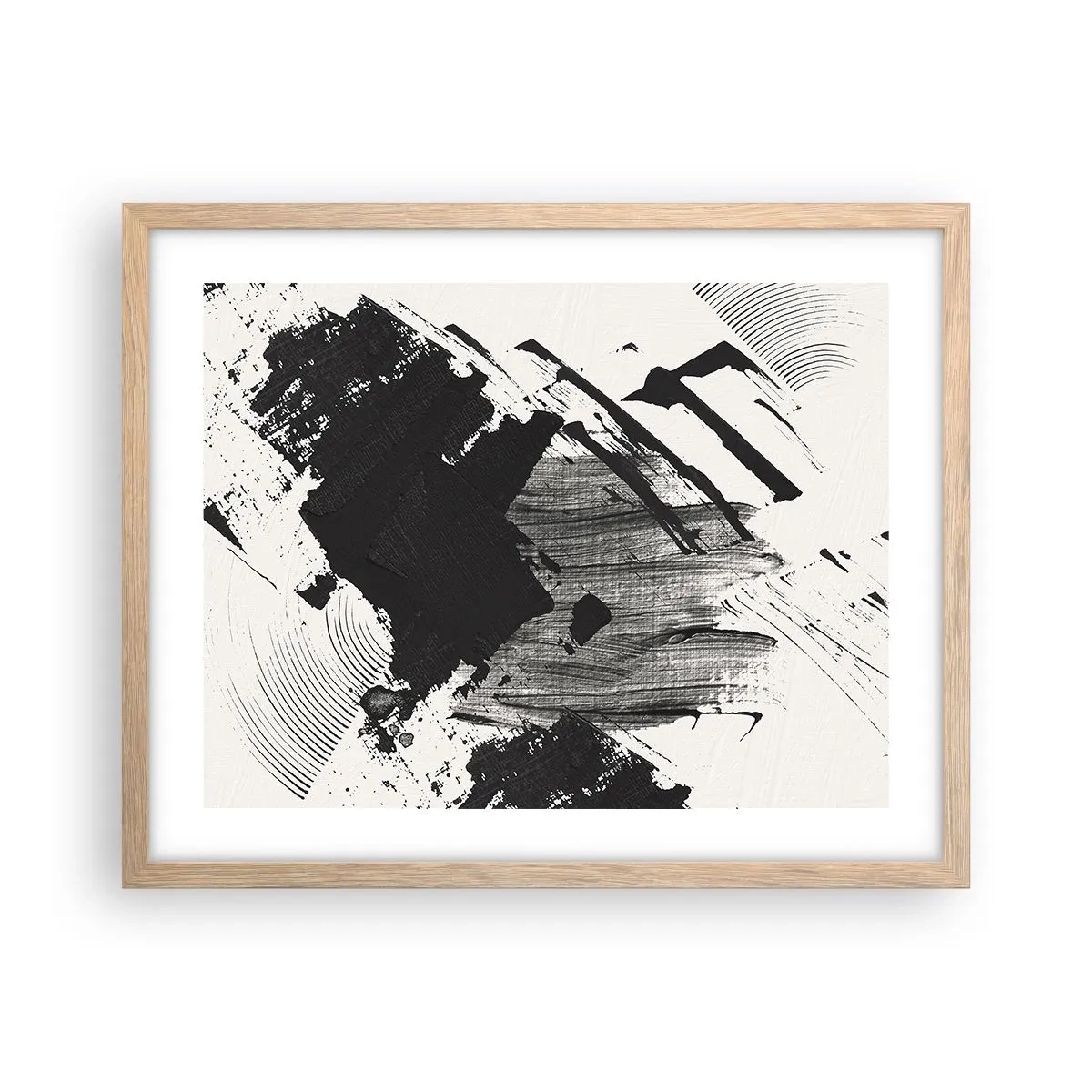 Poster in light oak frame - Abstract - Expression of Black - 50x40 cm