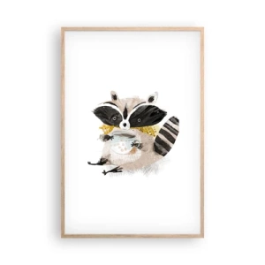 Poster in light oak frame - My Friend Raccoon - 61x91 cm
