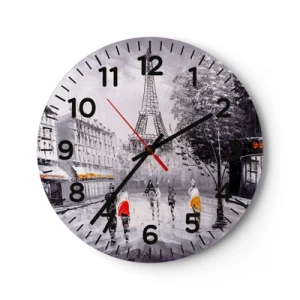 Wall clock - Clock on glass - Parisian Walk - 30x30 cm