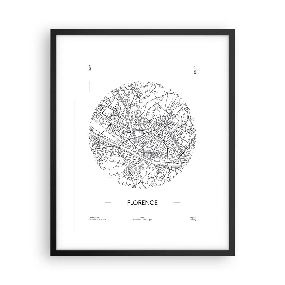 Poster in black frame - Anatomy of Florence - 40x50 cm