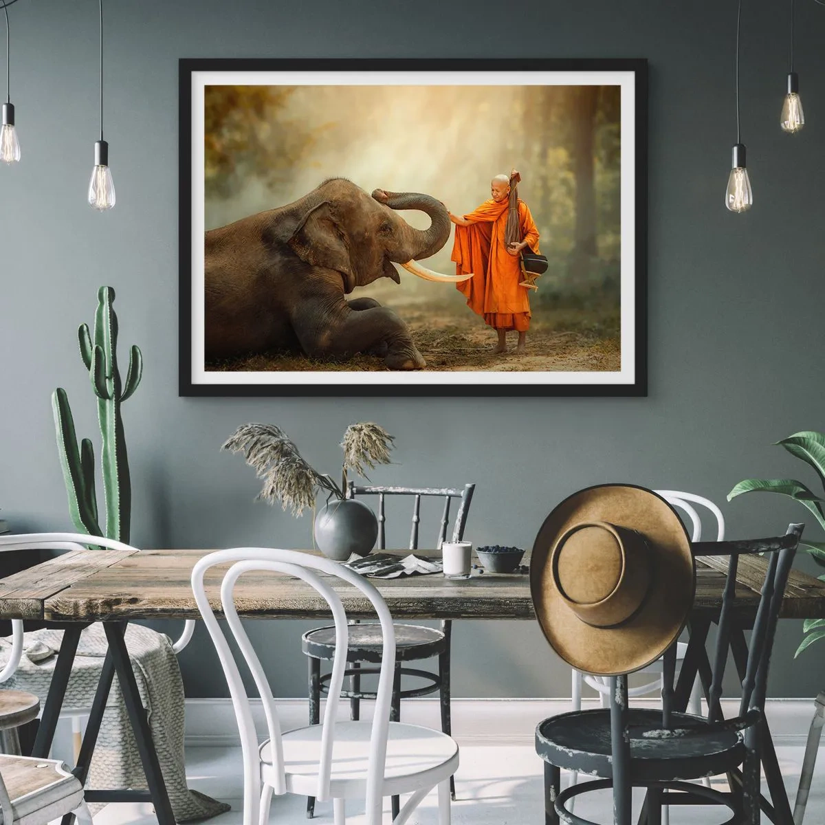 Poster in black frame - Unexpected Meeting - 40x30 cm