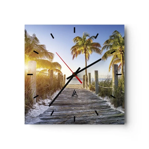 Wall clock - Clock on glass - Straight to Paradise - 40x40 cm