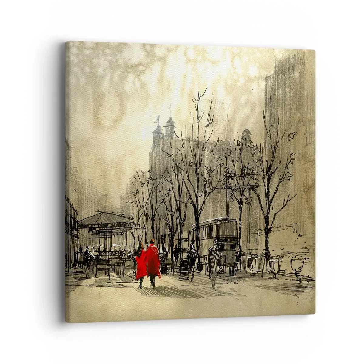 Canvas picture - A Date in London Fog - 40x40 cm