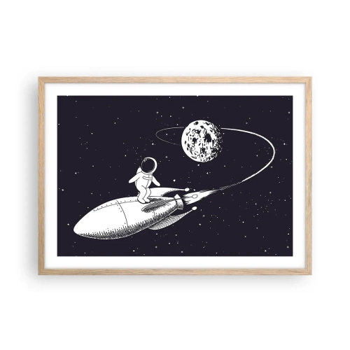 Poster in light oak frame - Space Surfer - 70x50 cm