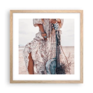 Poster in light oak frame - Flower Chidlren on their Way - 40x40 cm