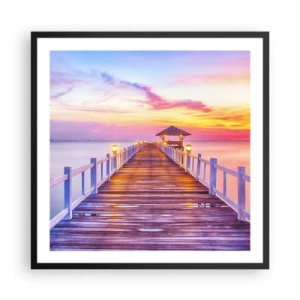 Poster in black frame - Lilac and Gold Silence of an Evening - 60x60 cm