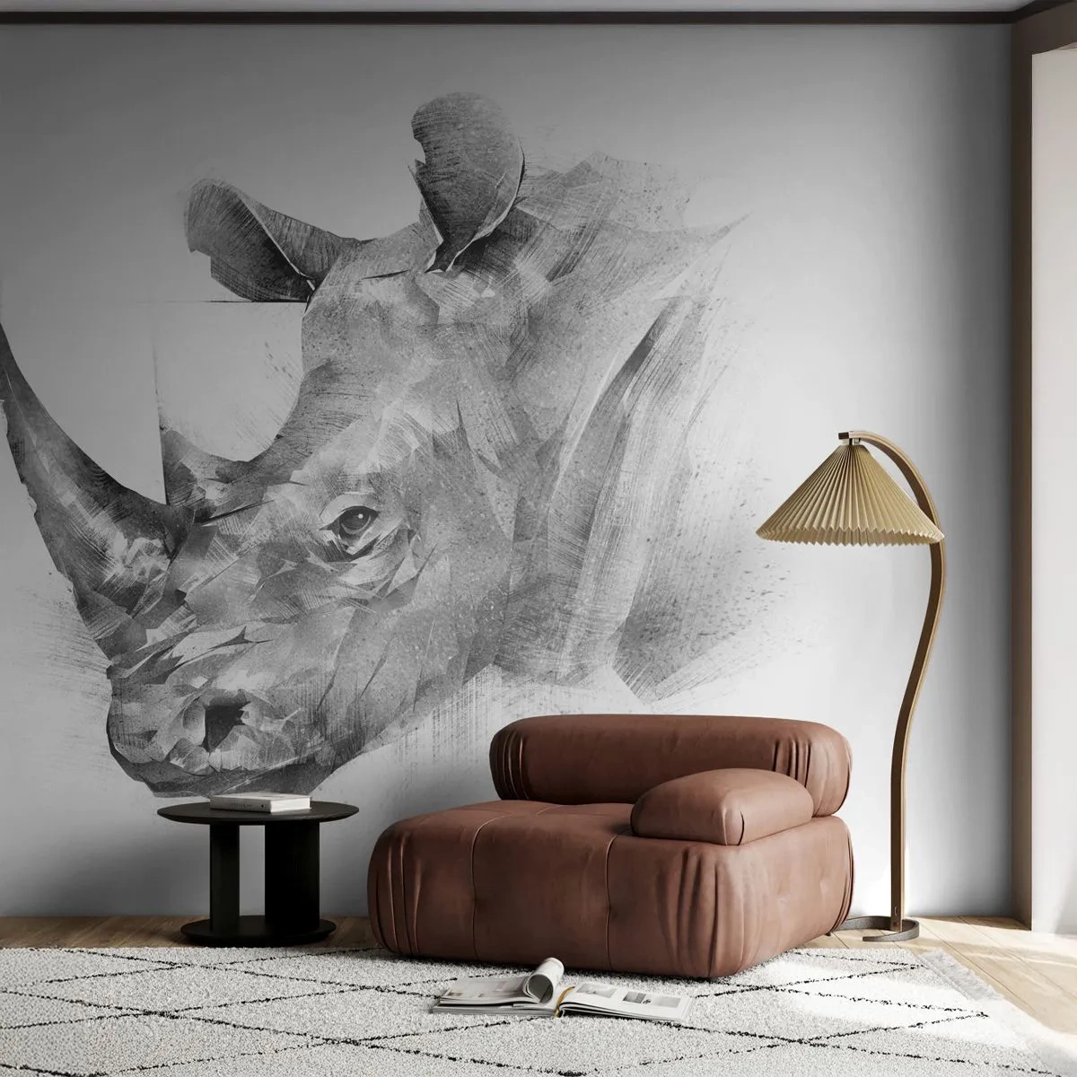 Photo Wallpaper Premium Canvas - African Portrait - Abstraction, Rhinoceros, Animals - 200x140 cm