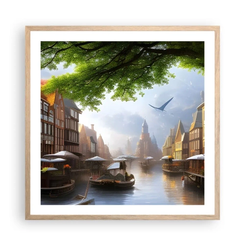 Poster in light oak frame - Dutch Urban Landscape - 60x60 cm