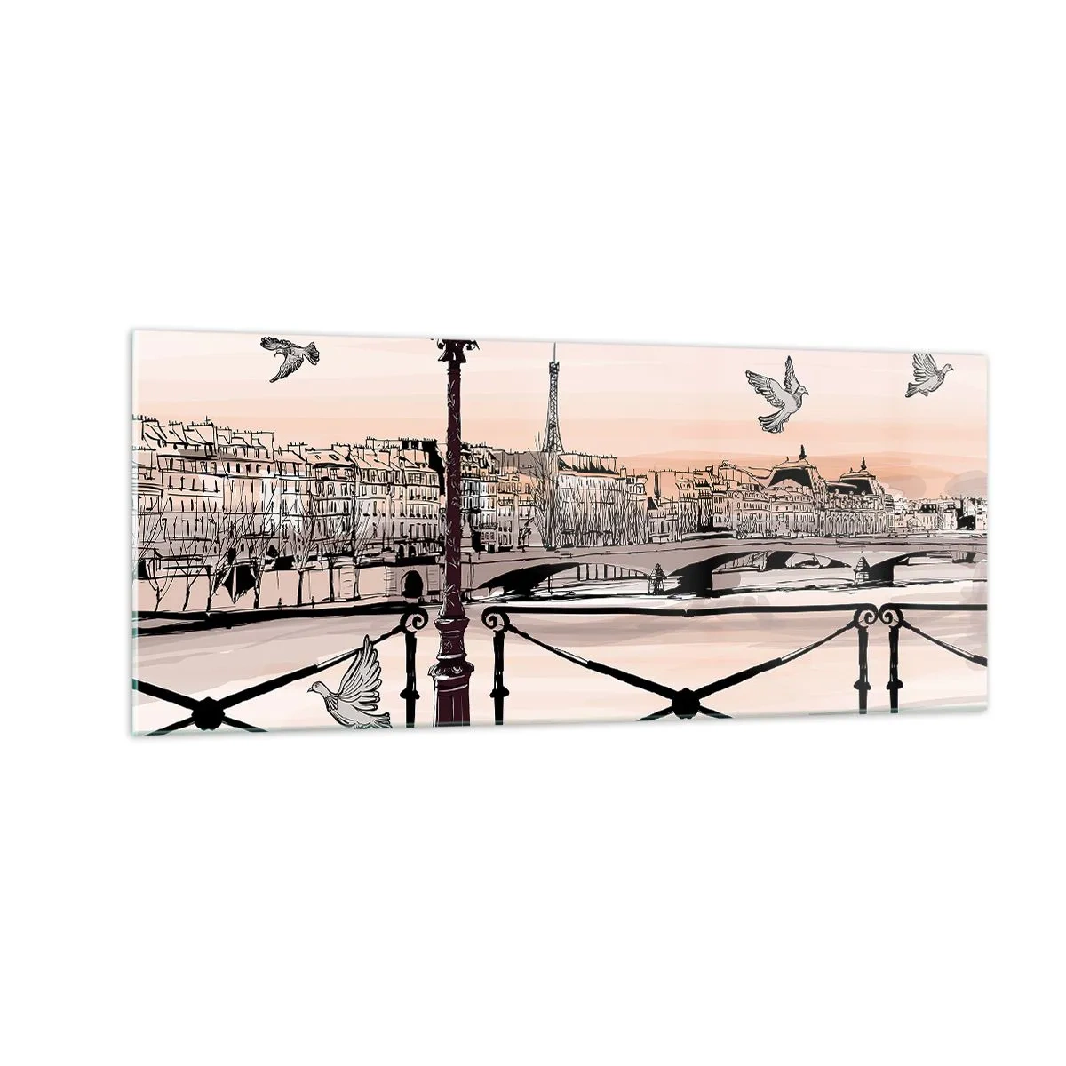 Glass picture - Over the Roofs of Paris - 100x40 cm