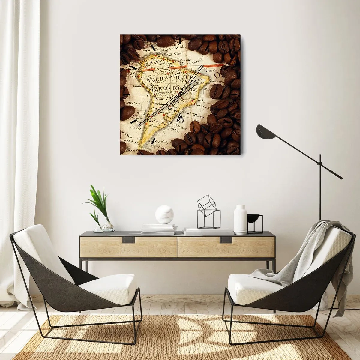 Wall clock - Clock on glass - Where Does the Best Coffee Come from? - 40x40 cm