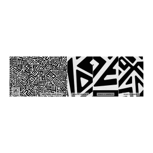 Photo Wallpaper Sample Premium Canvas - Precolumbian Composition - Abstraction, Piece, Black and white - 100x30 cm