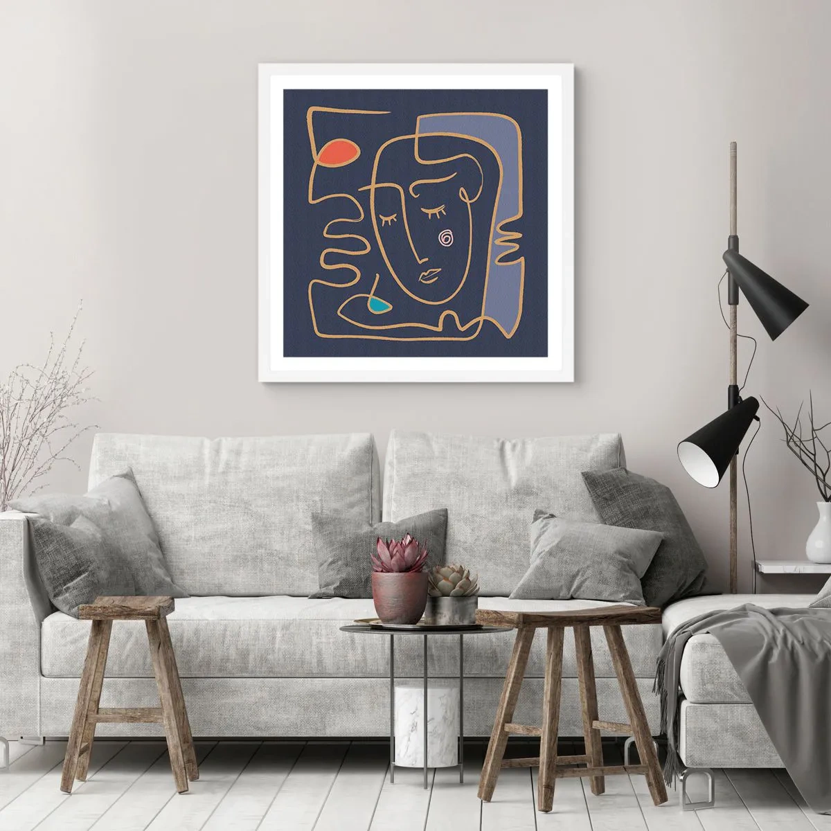 Poster in white frmae - Deeply In Thoughts - 30x30 cm