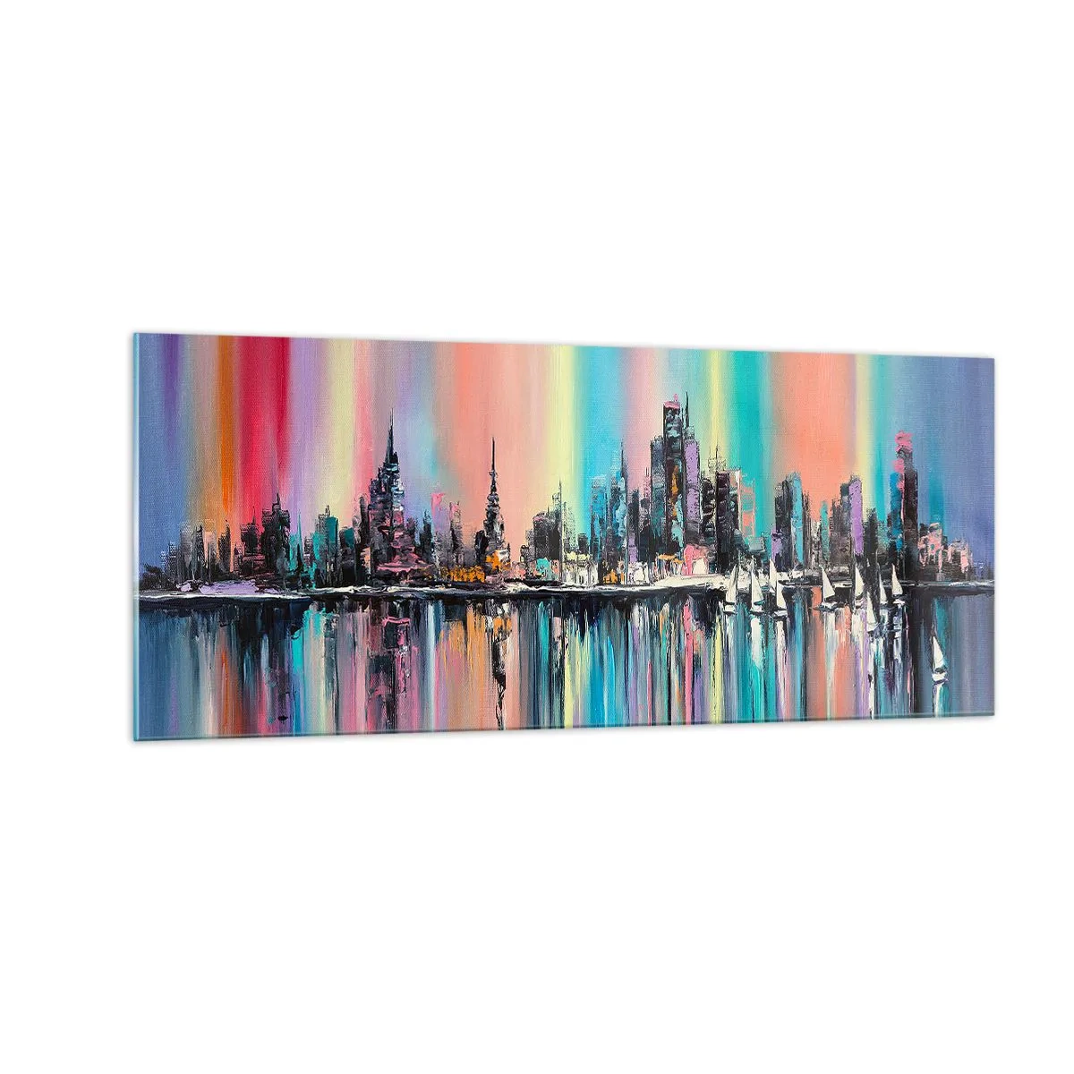 Glass picture - Run down with Night Lights - 100x40 cm