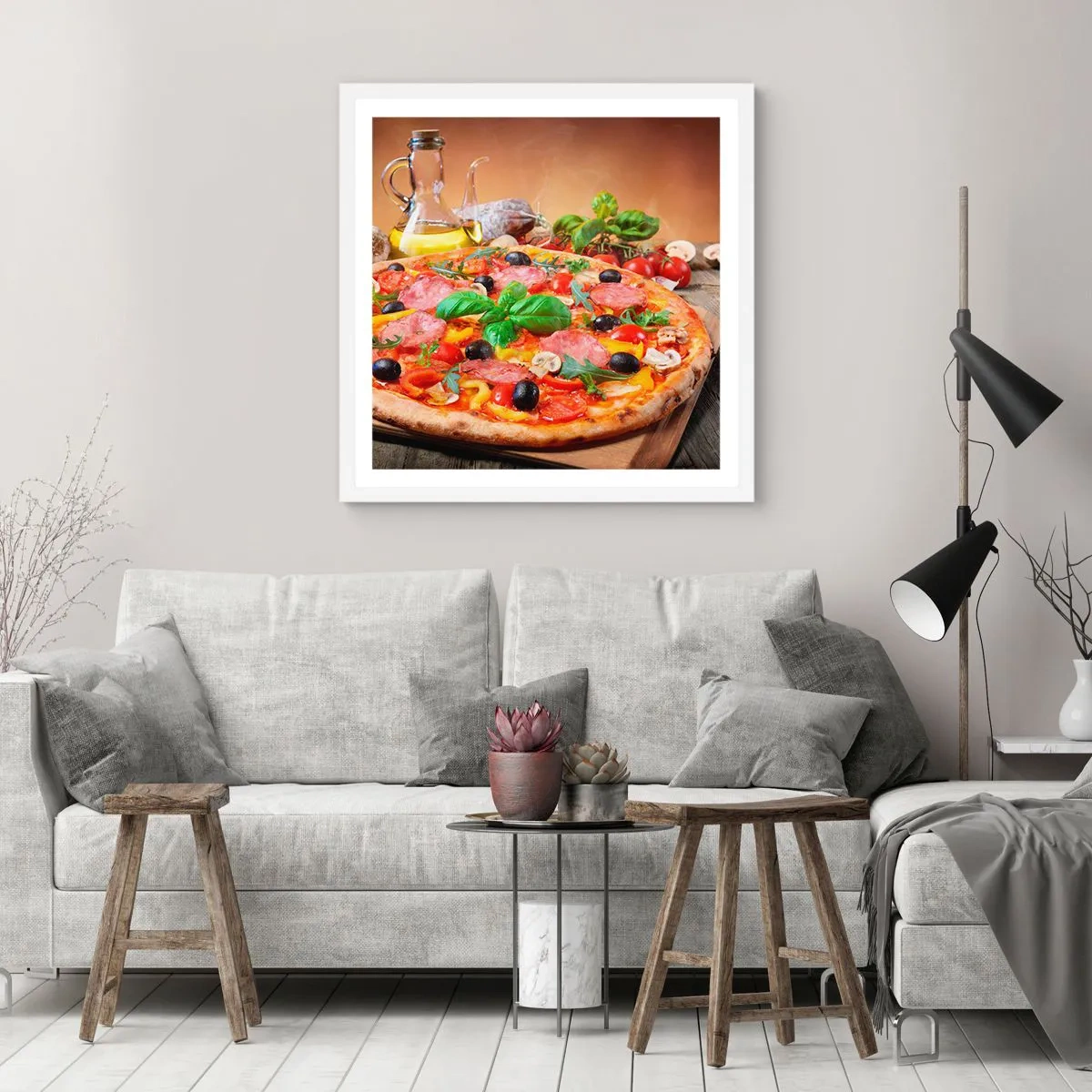 Poster in white frmae - With a Real Italian Flavouring - 60x60 cm