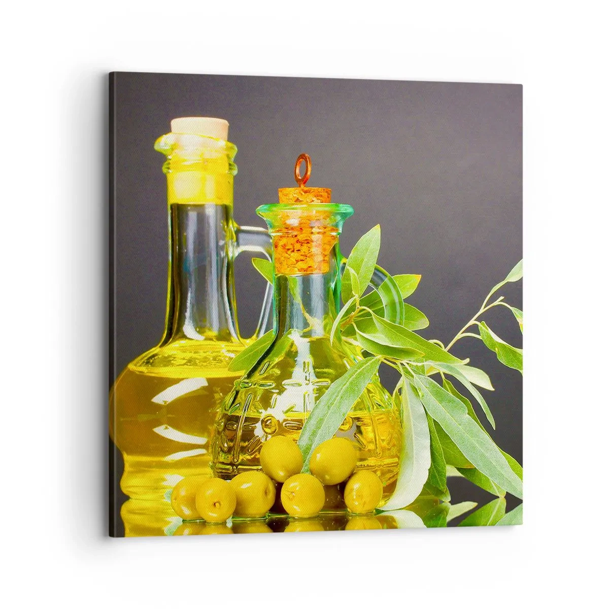 Canvas picture - Still Life with Olives and Olive Oil - 70x70 cm