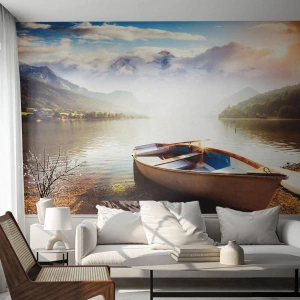 Photo Wallpaper Standard Eco - By the Great, Clear Waters - Landscape, Lake, Mountains - 250x175 cm