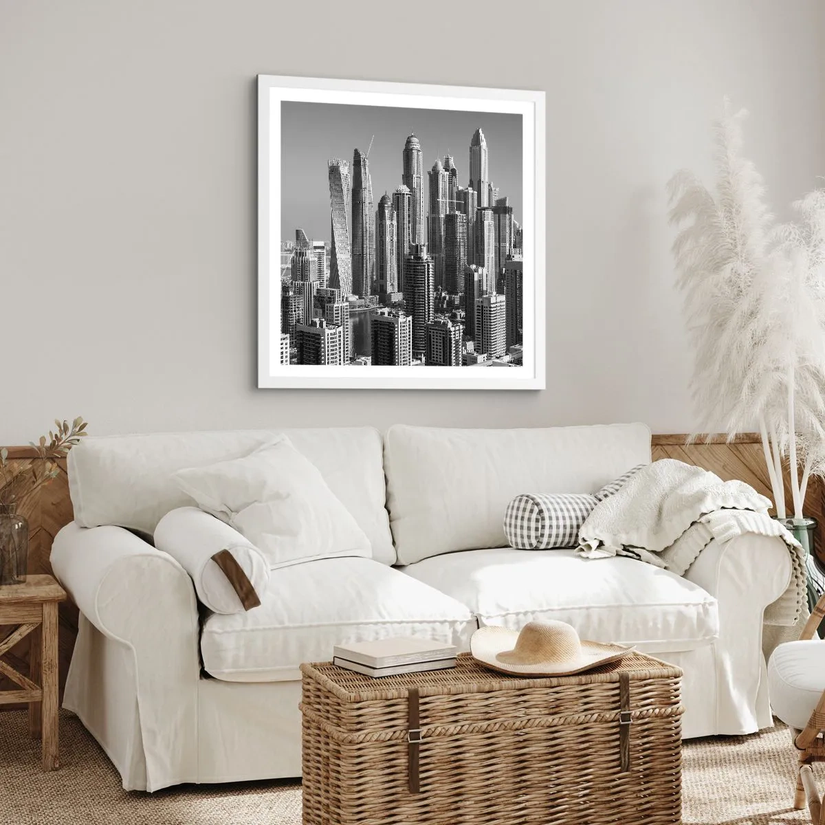 Poster in white frmae - City over a Desert - 60x60 cm
