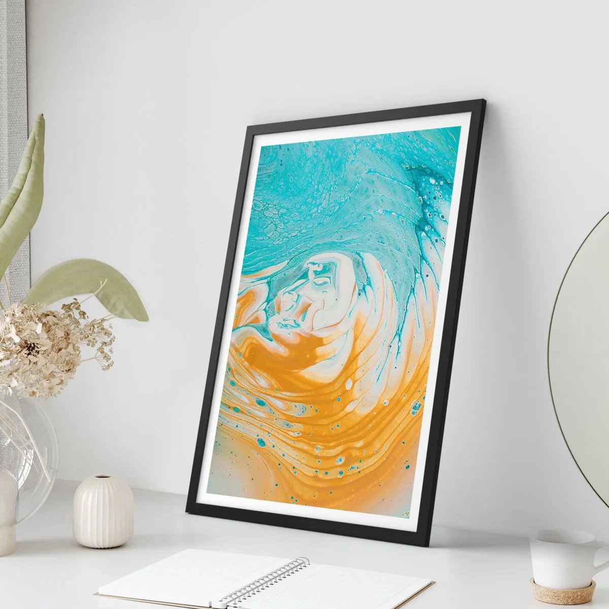 Poster in black frame - Pastel Swirl - 70x100 cm