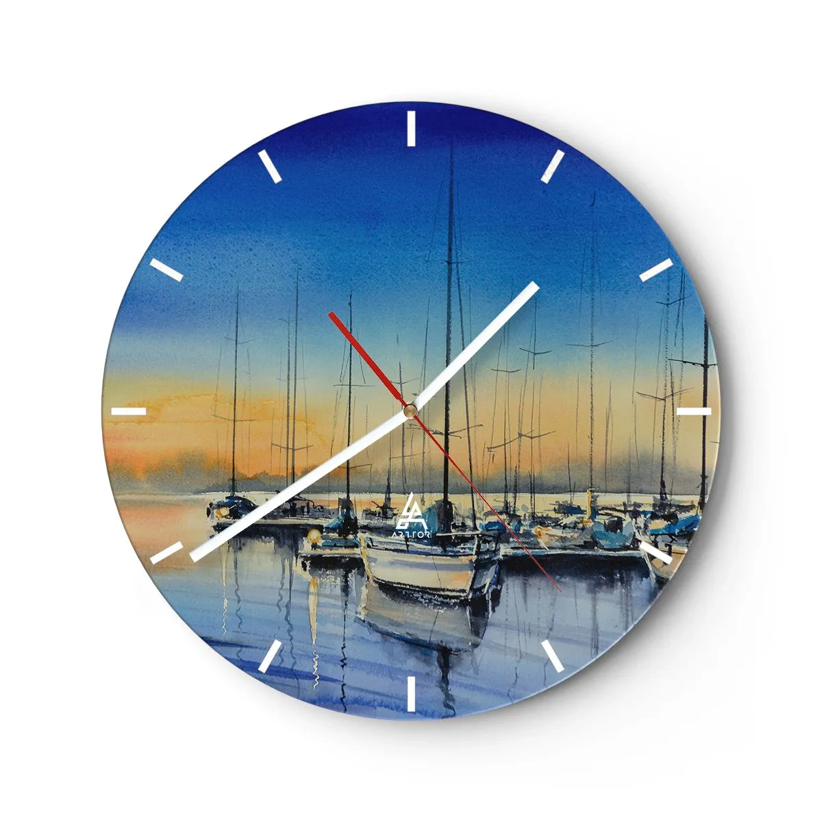 Wall clock - Clock on glass - The End of a Good Day - 40x40 cm