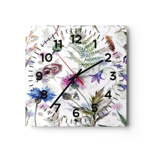 Wall clock - Clock on glass - Polish Herbs - 30x30 cm