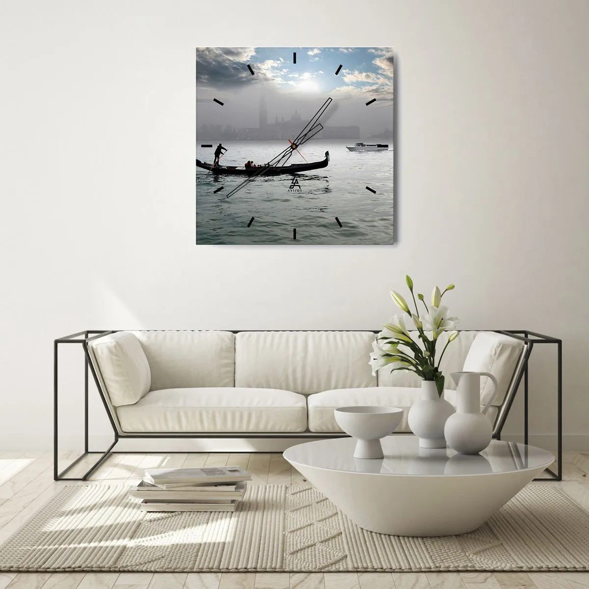 Wall clock - Clock on glass - Fairytale City from Water and Fog - 40x40 cm