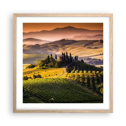 Poster in light oak frame - Arcadia - Tuscan Landscape - 50x50 cm