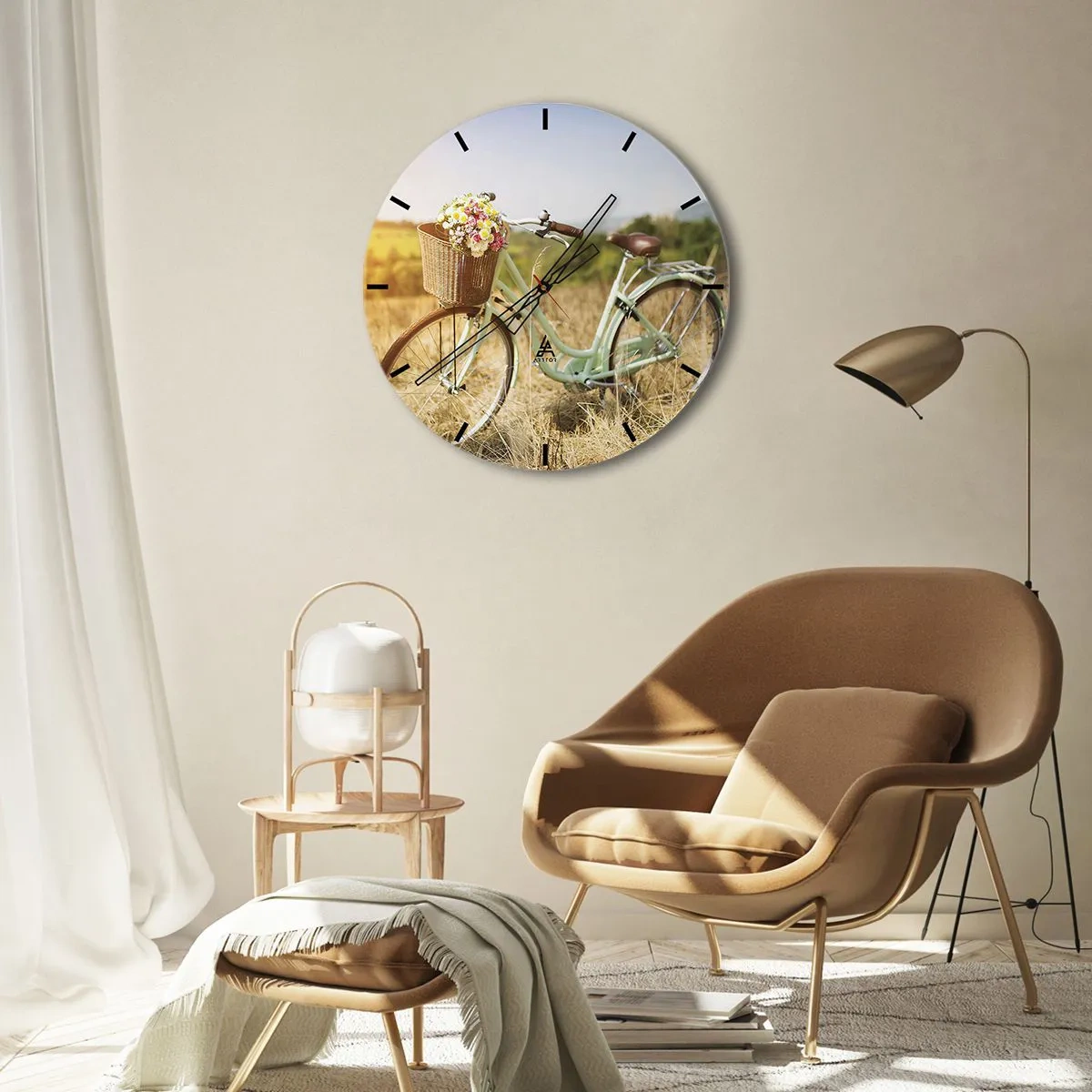 Wall clock - Clock on glass - I will Stay Here for a While - 30x30 cm