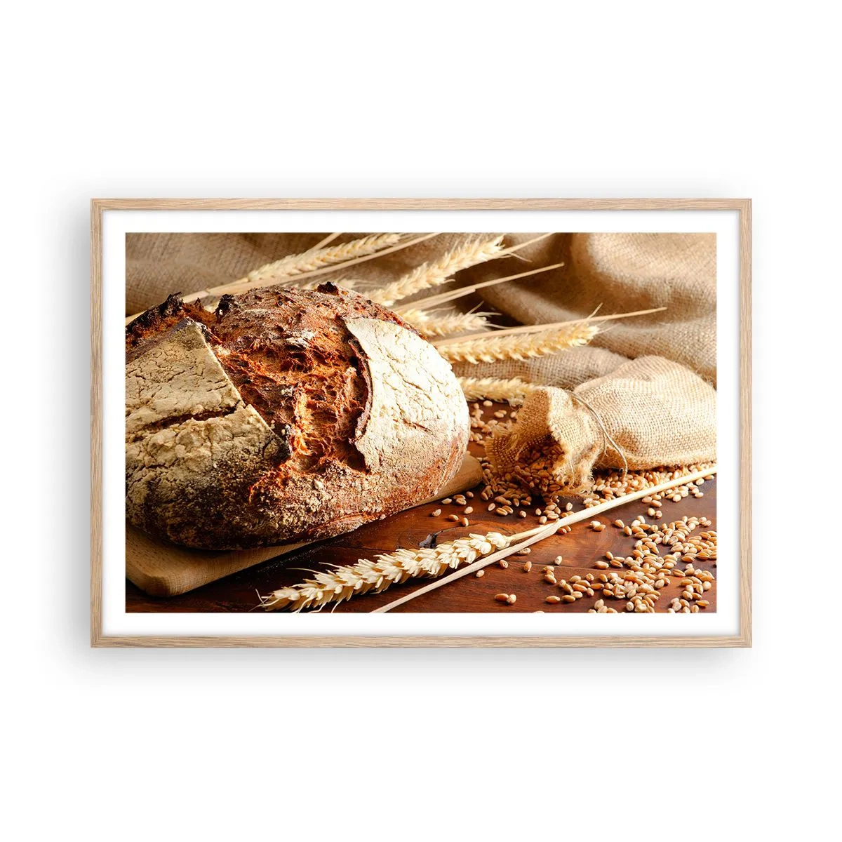 Poster in light oak frame - Tasty, Fragrant, Crunchy - 91x61 cm