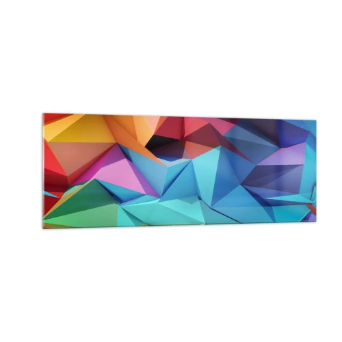 Glass picture - Rainbow Origami - 140x50 cm