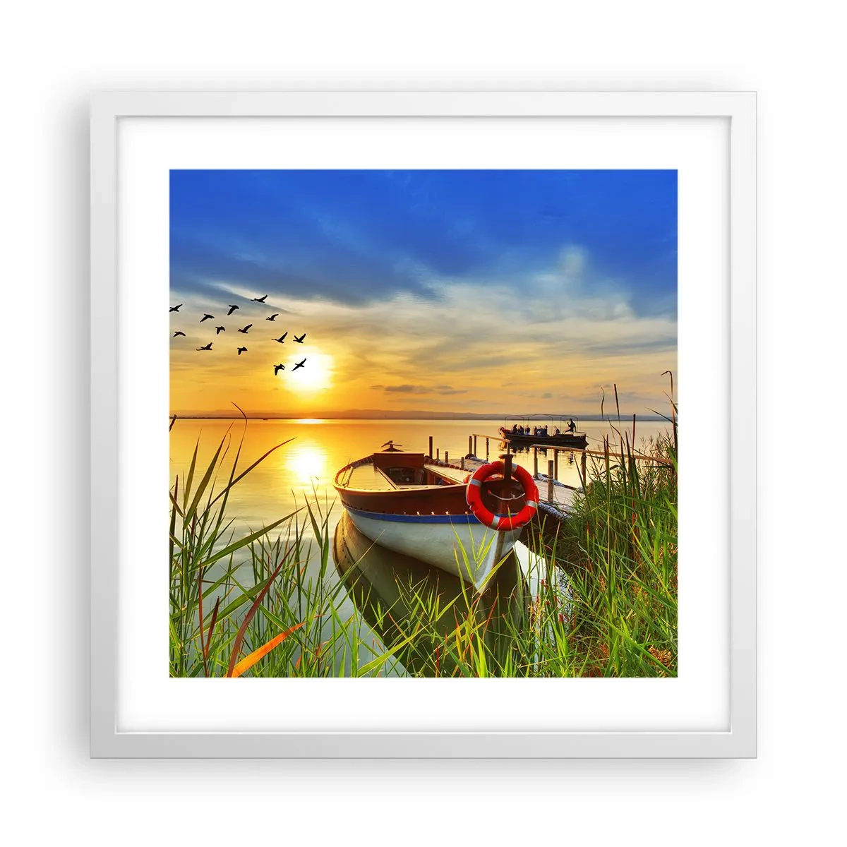 Poster in white frmae - Cormorants Are Flying Away - 40x40 cm