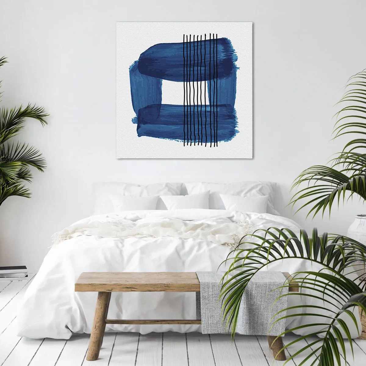 Canvas picture - Blue and Black Composition - 60x60 cm
