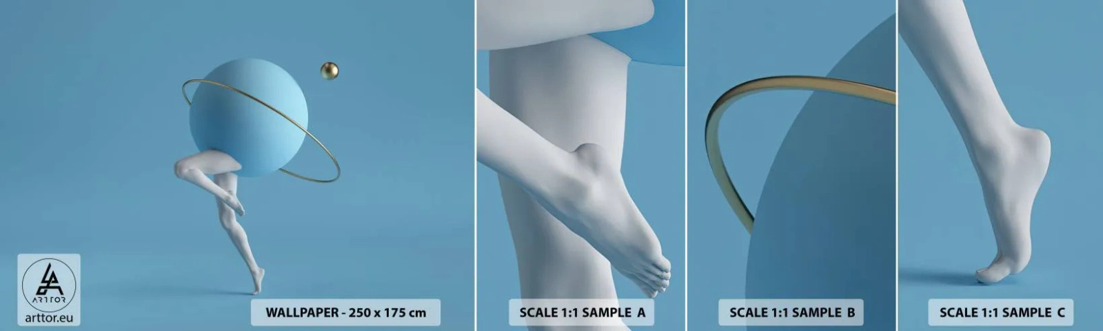 Photo Wallpaper Sample Self-Adhesive Deluxe Sticker - And Planets Are Going Crazy - Abstraction, Legs, Three-dimensional - 100x30 cm