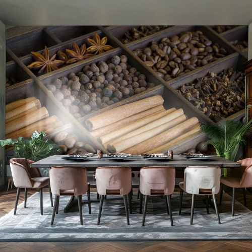 Self-Adhesive Photo Wallpaper Deluxe Sticker - Treasury of Aromas - Spices, Coffee, Cinnamon - 500x350 cm