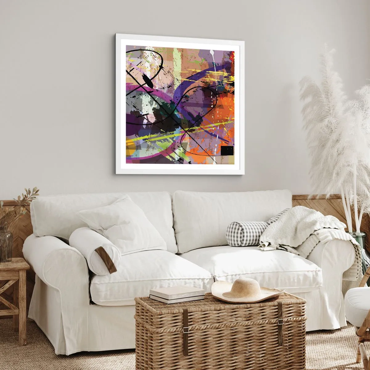 Poster in white frmae - Straight Ahead or Around - 60x60 cm