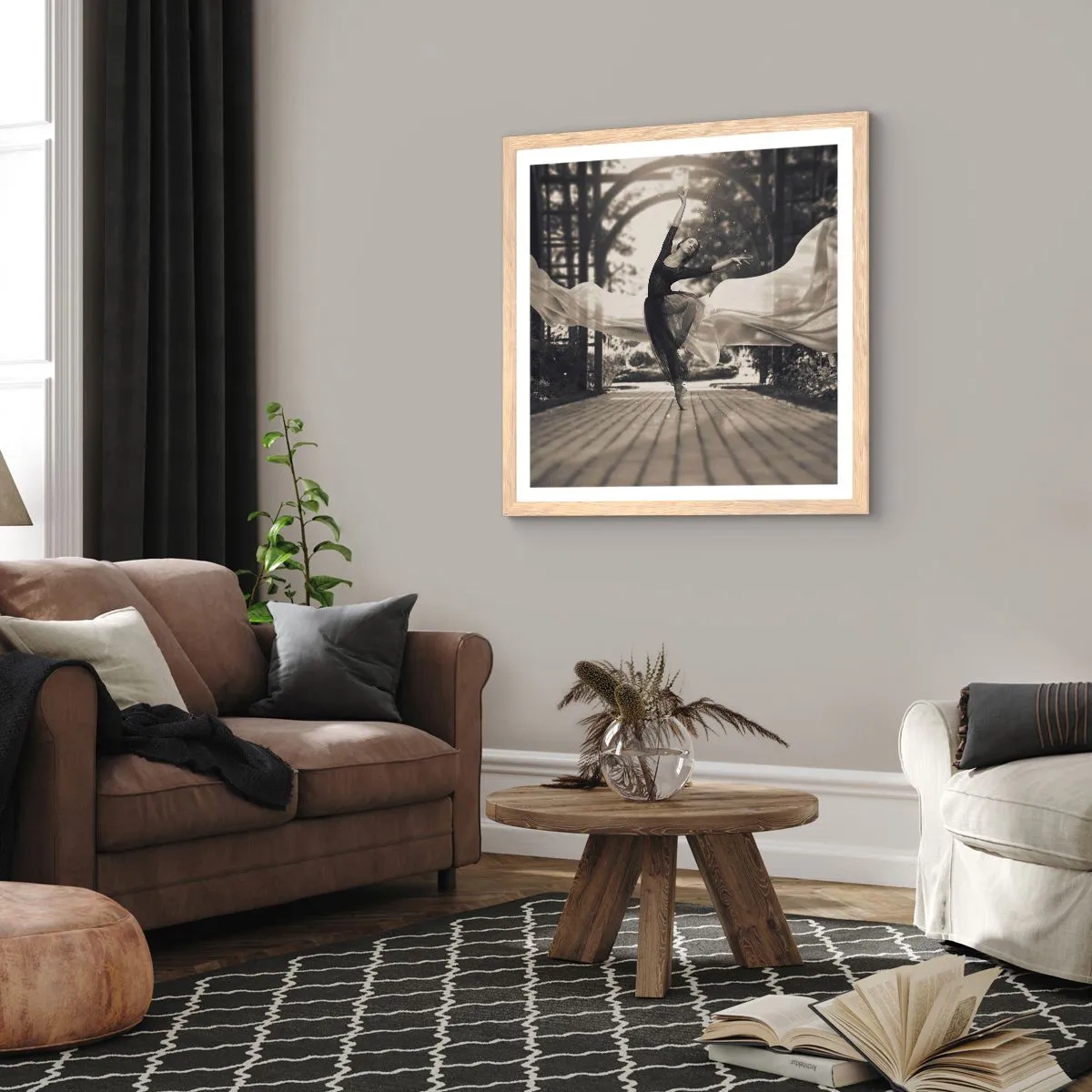 Poster in light oak frame - Dance of the Garden Spirit - 30x30 cm