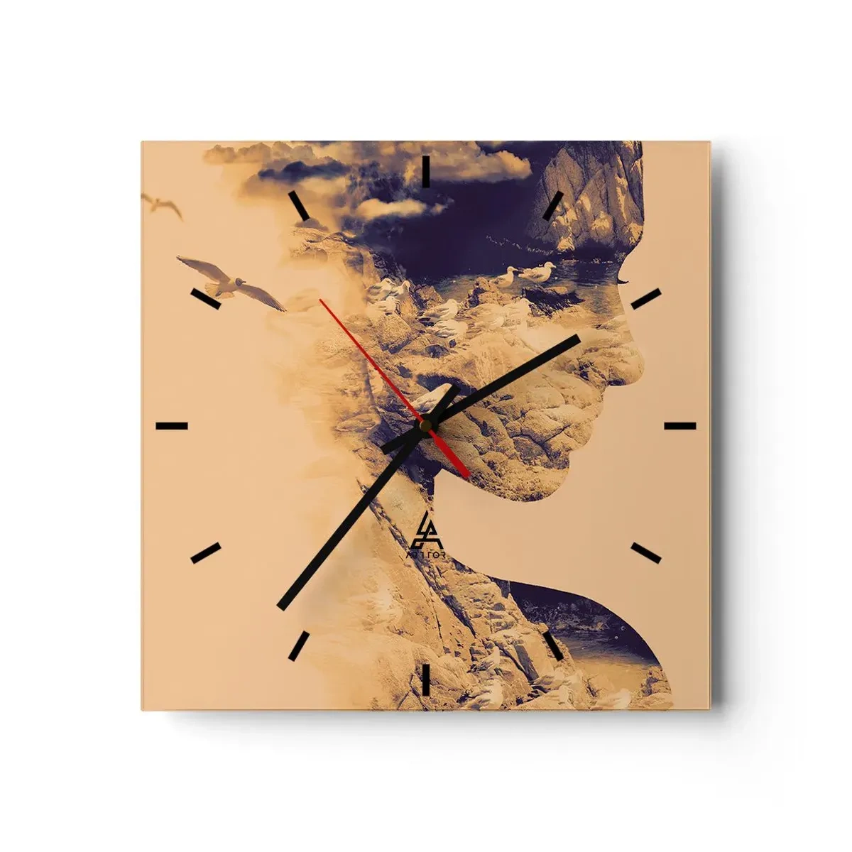 Wall clock - Clock on glass - Naturally Beautiful - 40x40 cm