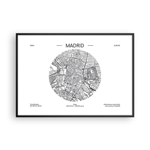 Poster in black frame - Anatomy of Madrid - 100x70 cm