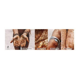 Photo Wallpaper Sample Self-Adhesive Deluxe Sticker - Gift for You - Women's Hands, Boho, Gold - 100x30 cm
