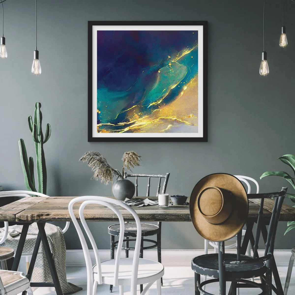 Poster in black frame - Golden Flood - 50x50 cm