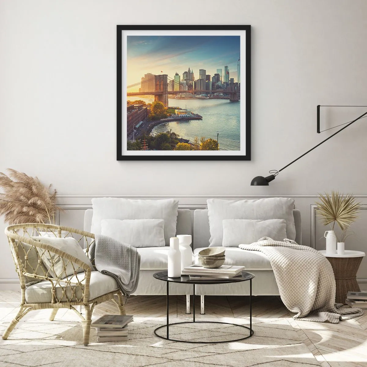 Poster in black frame - Big City Dawn - 40x40 cm