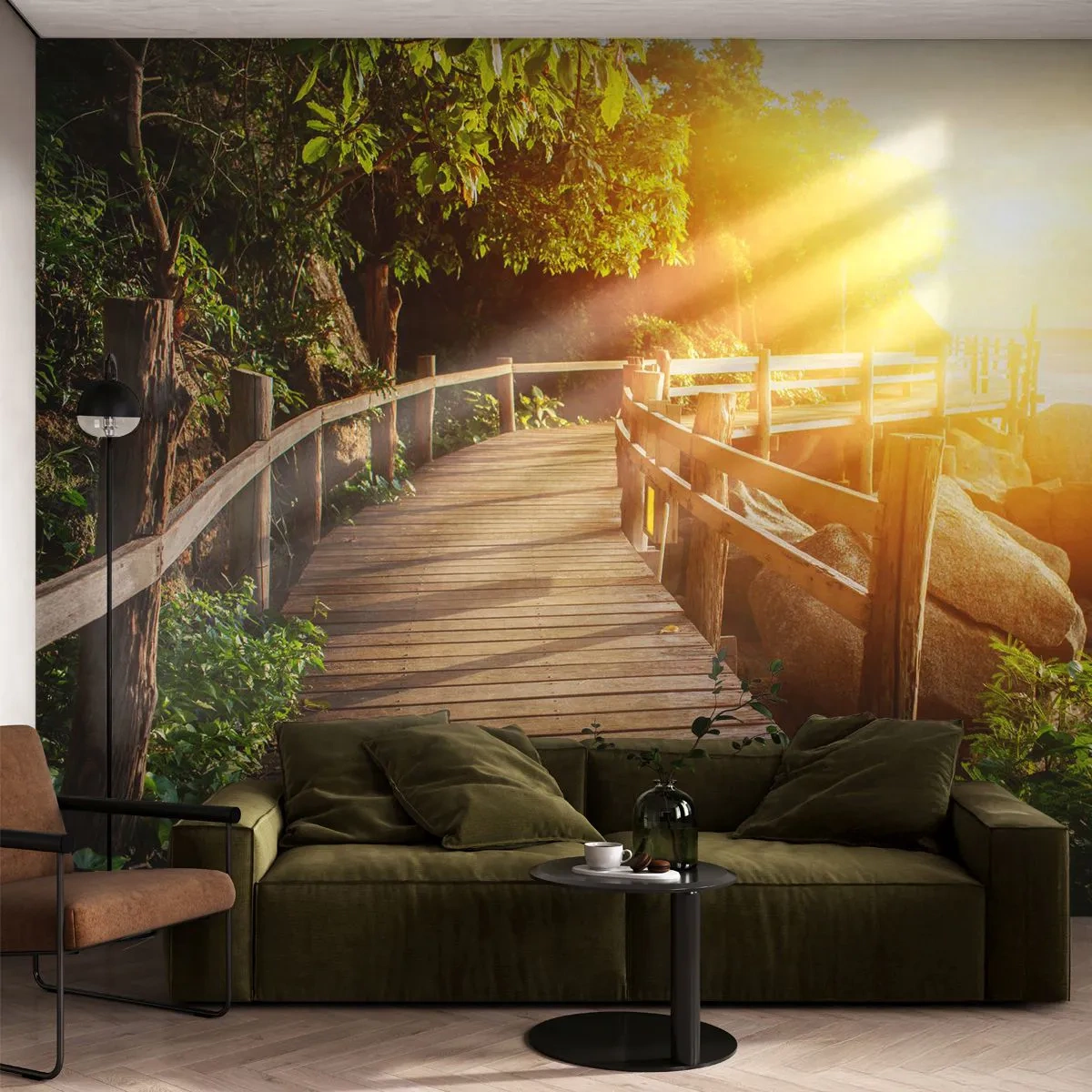 Custom Self-Adhesive Wallpaper Deluxe Sticker - Another Bend, New Wonders - Landscape, Seaside Promenade, Sea