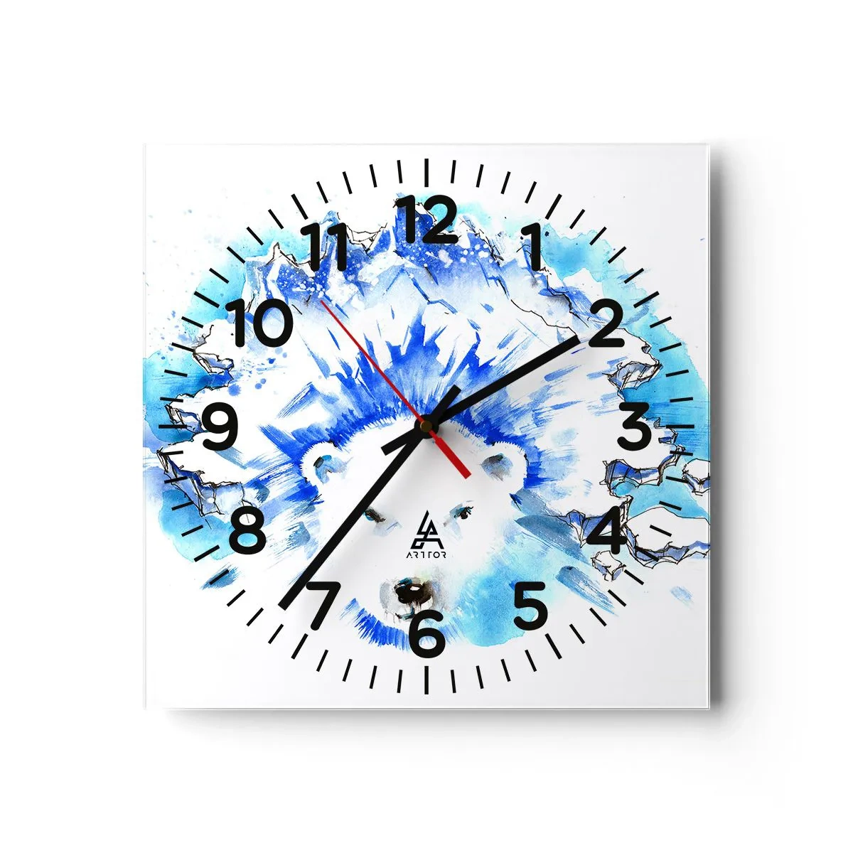 Wall clock - Clock on glass - King of Arctica in Icy Crown - 40x40 cm