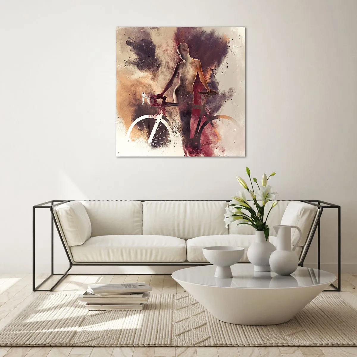 Glass picture - Marble Sculpted Biker's Soul - 70x70 cm