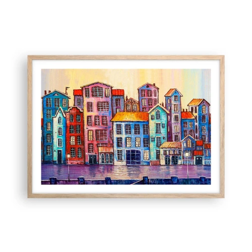 Poster in light oak frame - City Like From a Fairytale - 70x50 cm