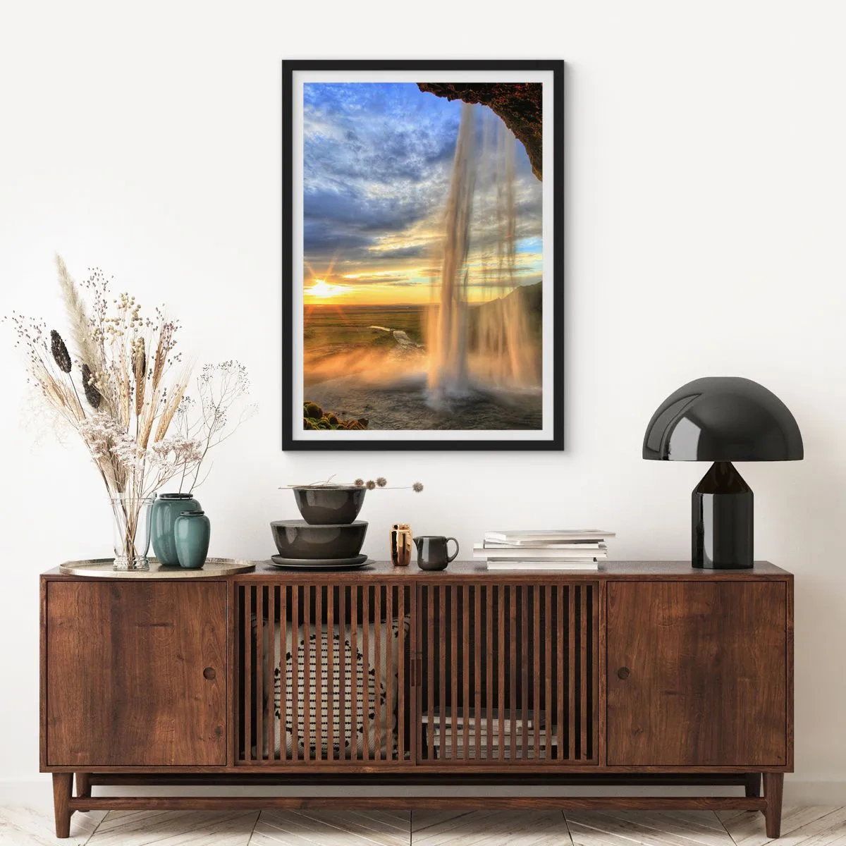 Poster in black frame - World behind Raindrops - 70x100 cm