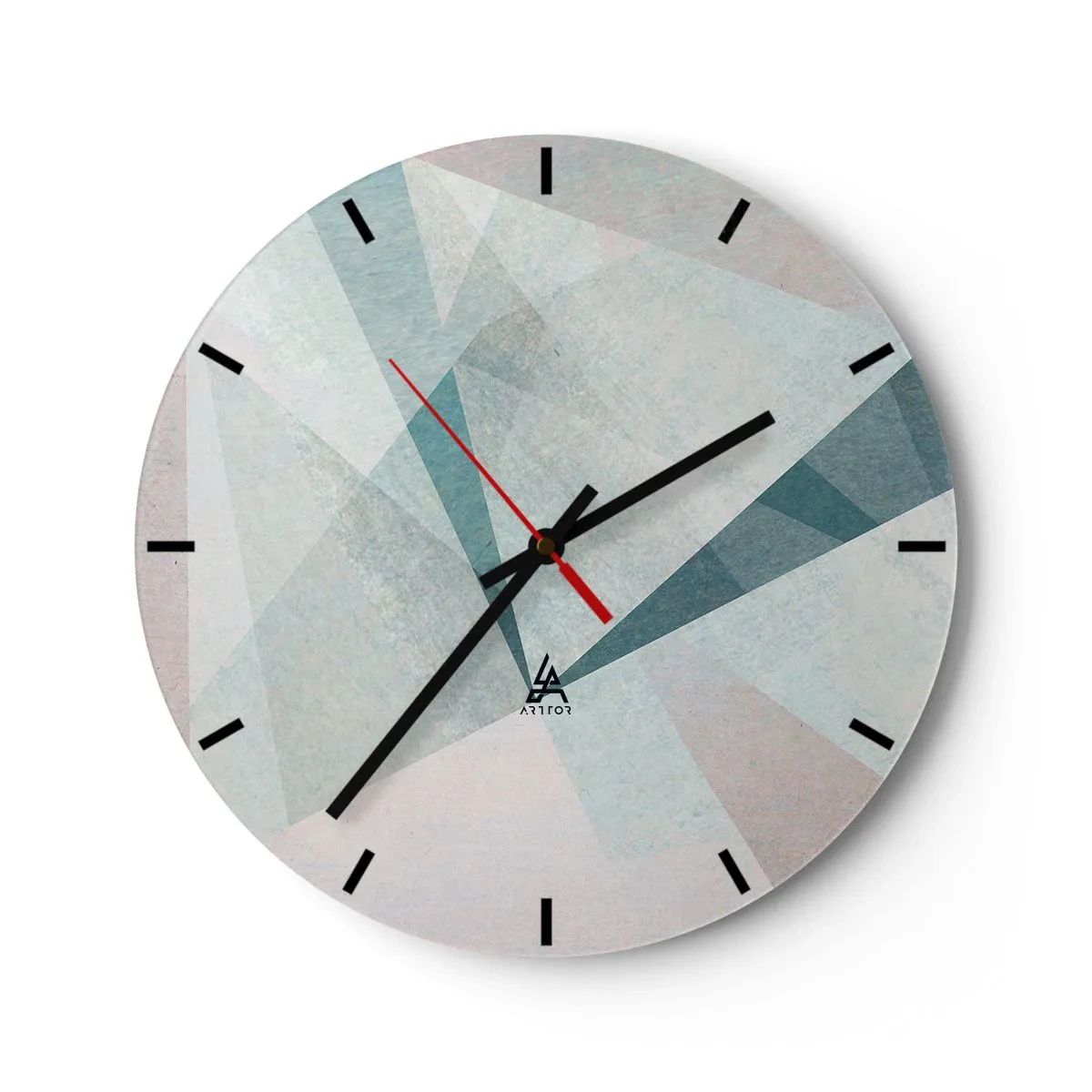 Wall clock - Clock on glass - Calmly but Dynamically - 40x40 cm