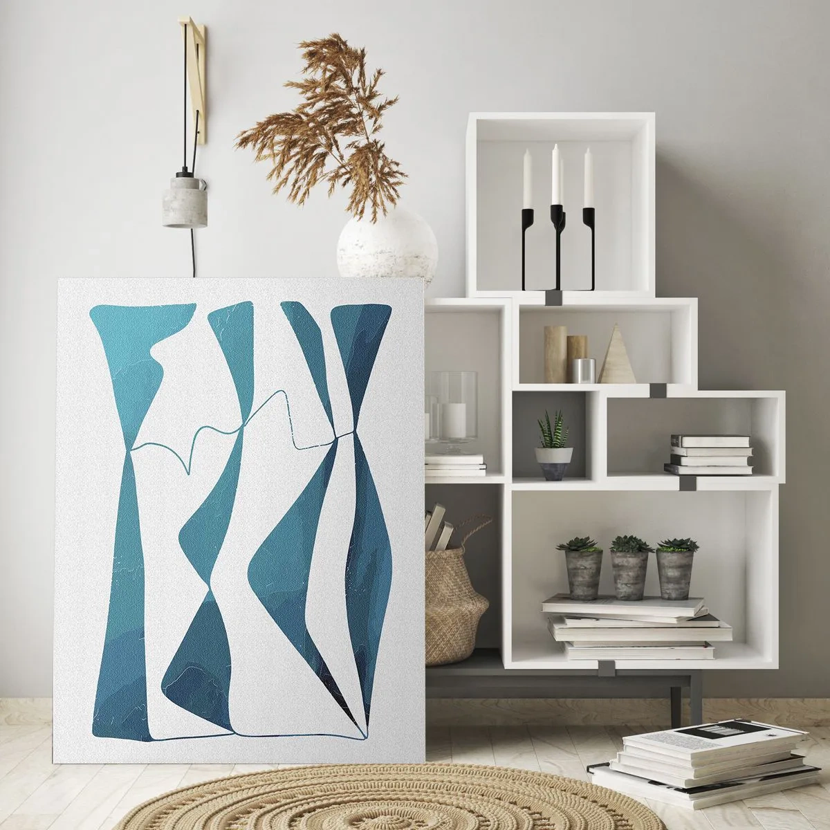 Glass picture - Abstract: Turquoise Relation - 80x120 cm