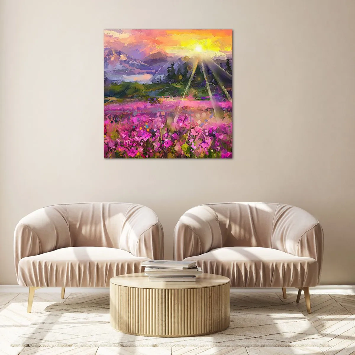 Glass picture - In a Valley, Looked after by the Sun - 60x60 cm